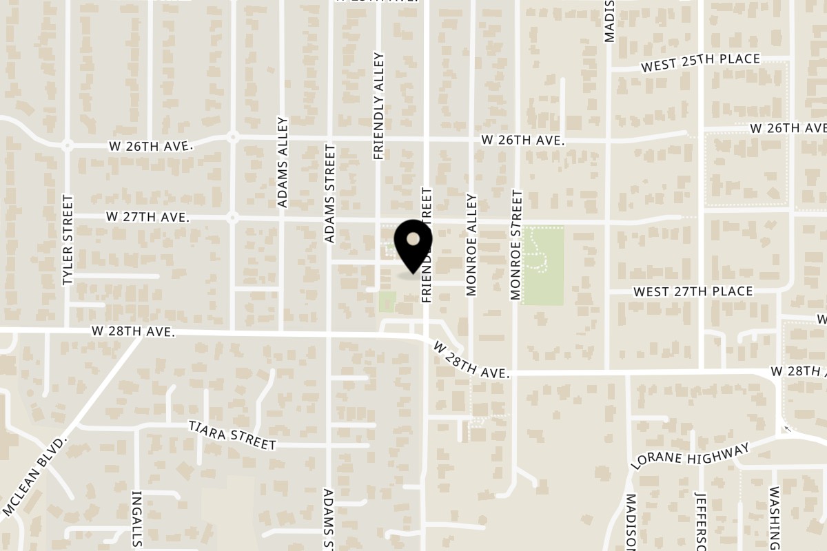 Map showing the location of Arekie Arekie at Friendly St on 2758 Friendly St #2 in Eugene
